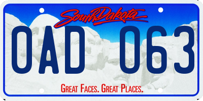 SD license plate 0ADO63