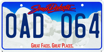 SD license plate 0ADO64