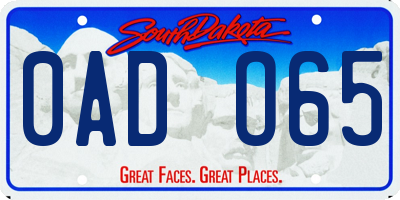 SD license plate 0ADO65