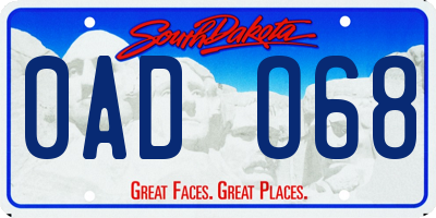 SD license plate 0ADO68