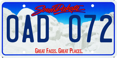 SD license plate 0ADO72