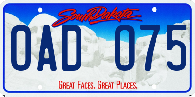 SD license plate 0ADO75