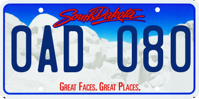 SD license plate 0ADO80