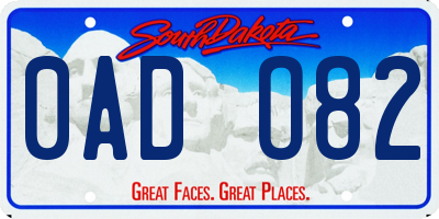 SD license plate 0ADO82