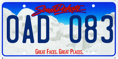 SD license plate 0ADO83