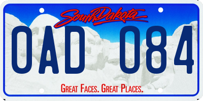 SD license plate 0ADO84