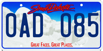 SD license plate 0ADO85