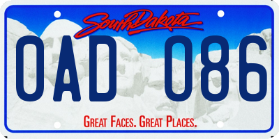 SD license plate 0ADO86