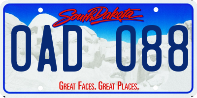 SD license plate 0ADO88