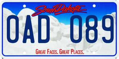 SD license plate 0ADO89