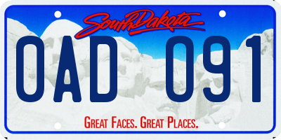 SD license plate 0ADO91