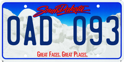 SD license plate 0ADO93