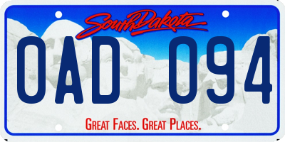 SD license plate 0ADO94