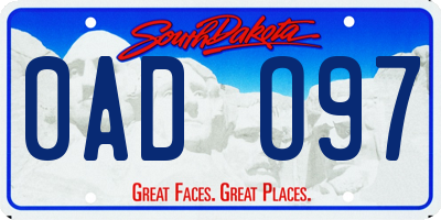 SD license plate 0ADO97