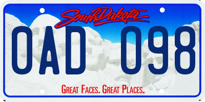 SD license plate 0ADO98