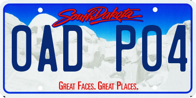 SD license plate 0ADP04