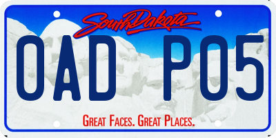 SD license plate 0ADP05