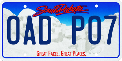 SD license plate 0ADP07