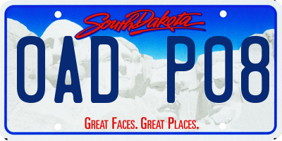 SD license plate 0ADP08