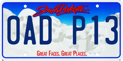 SD license plate 0ADP13