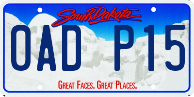 SD license plate 0ADP15