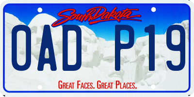 SD license plate 0ADP19