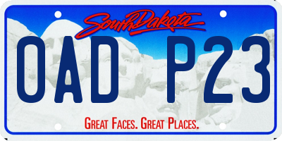 SD license plate 0ADP23