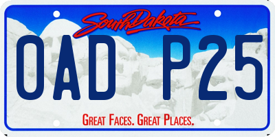 SD license plate 0ADP25