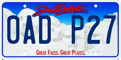 SD license plate 0ADP27