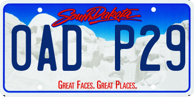 SD license plate 0ADP29