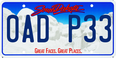 SD license plate 0ADP33