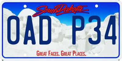 SD license plate 0ADP34