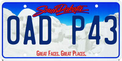 SD license plate 0ADP43