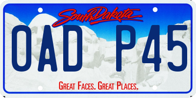 SD license plate 0ADP45