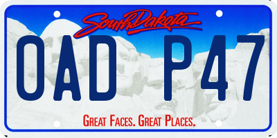 SD license plate 0ADP47