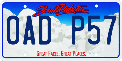 SD license plate 0ADP57