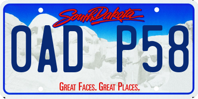 SD license plate 0ADP58