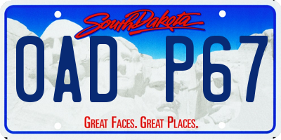 SD license plate 0ADP67