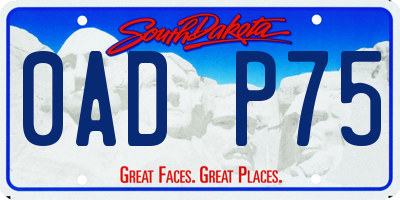 SD license plate 0ADP75