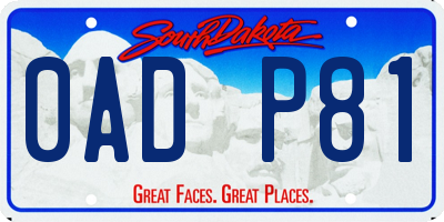 SD license plate 0ADP81