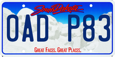 SD license plate 0ADP83