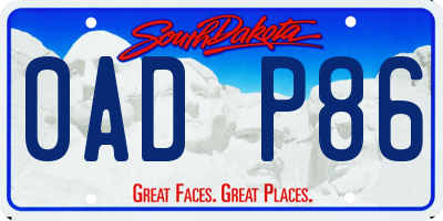 SD license plate 0ADP86