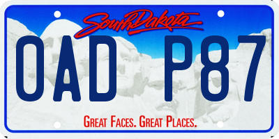 SD license plate 0ADP87