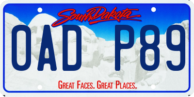 SD license plate 0ADP89