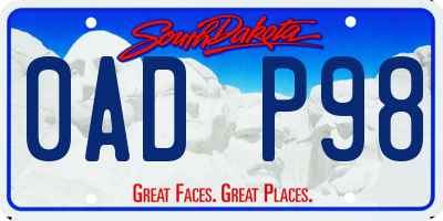 SD license plate 0ADP98