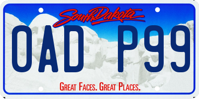 SD license plate 0ADP99