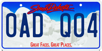 SD license plate 0ADQ04