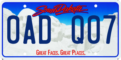 SD license plate 0ADQ07