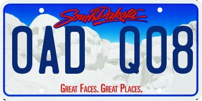 SD license plate 0ADQ08