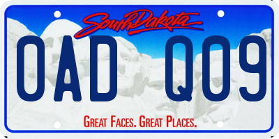 SD license plate 0ADQ09